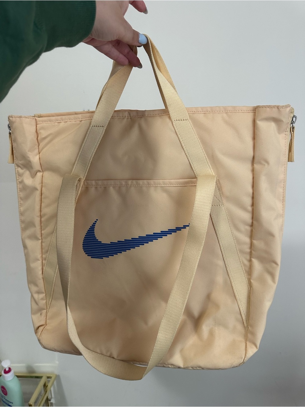 Nike Cream Tote with Navy Blue Swoosh